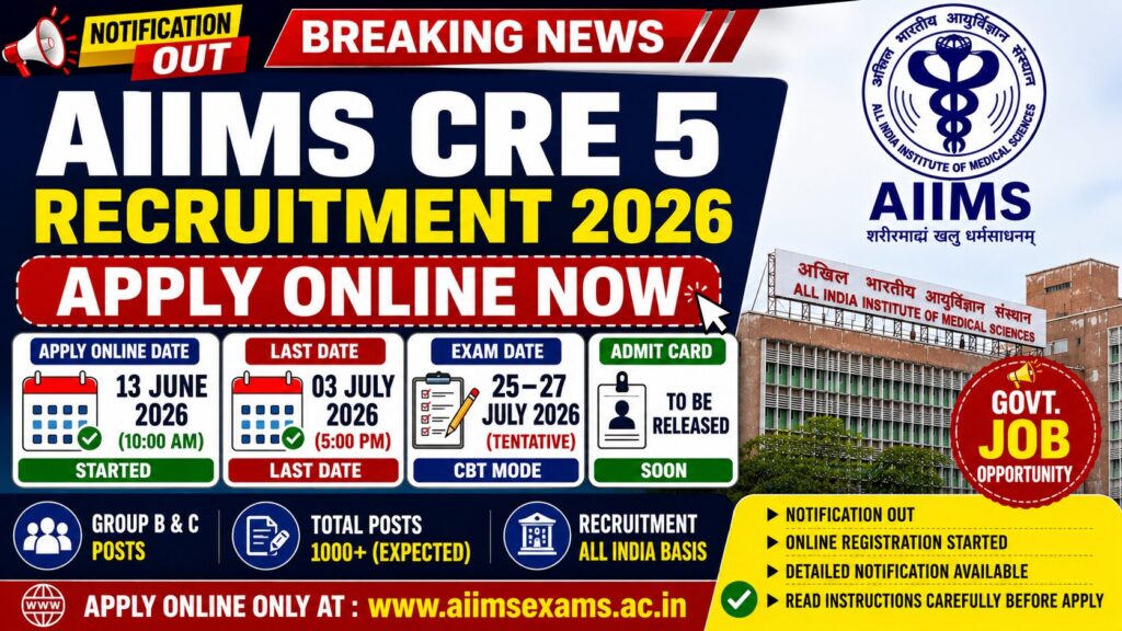 AIIMS CRE 5 Recruitment 2026