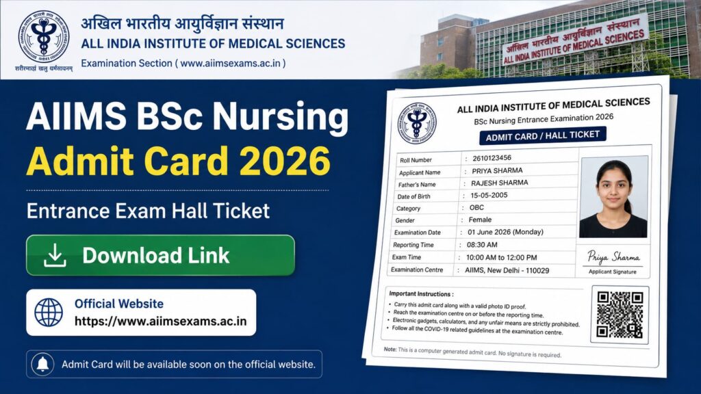 AIIMS BSc Nursing Admit Card 2026 