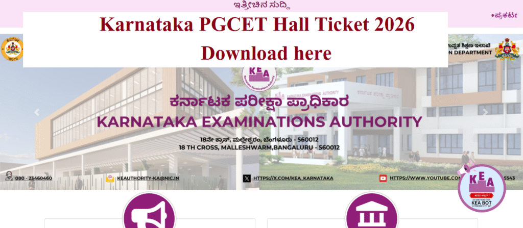 Karnataka PGCET Hall Ticket Download 2026
