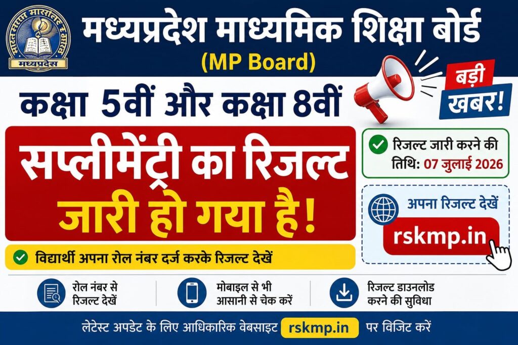 rskmp.in 5th 8th Supplementary Result 2026