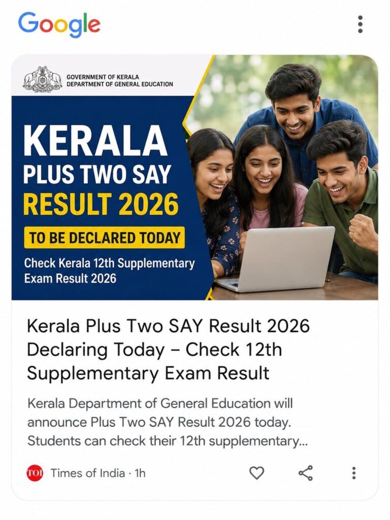 Kerala Plus Two Say Results 2026